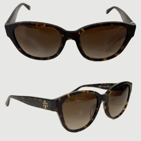 TORY BURCH Classic Sunglasses NEW Dark Tortoise With Gold Logo main image 12